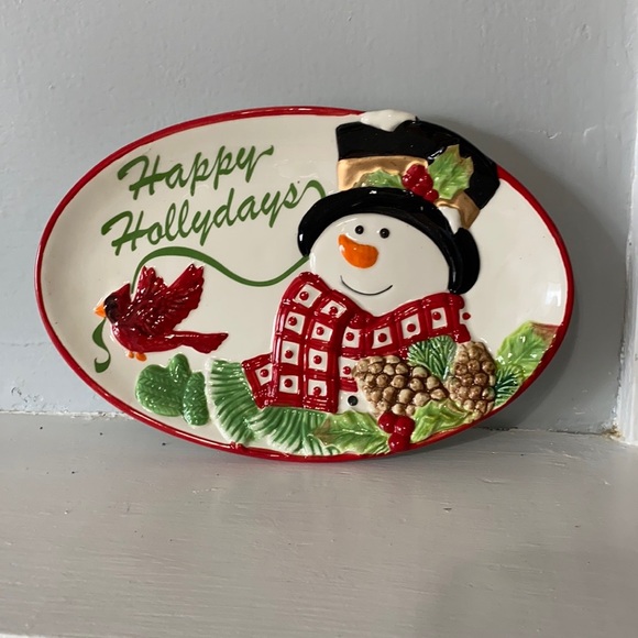 Happy Holidays Snowman plate - Picture 1 of 6